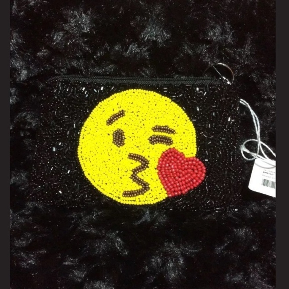 Emoji Hand Beaded Kissyface BK Coin Purse Keyring